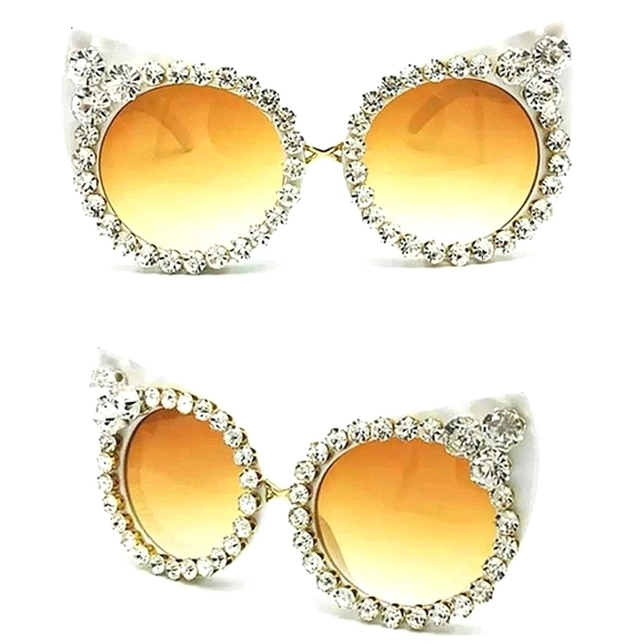 NEW CAT EYE RHINESTONE SUNGLASSES - Picture 1 of 1